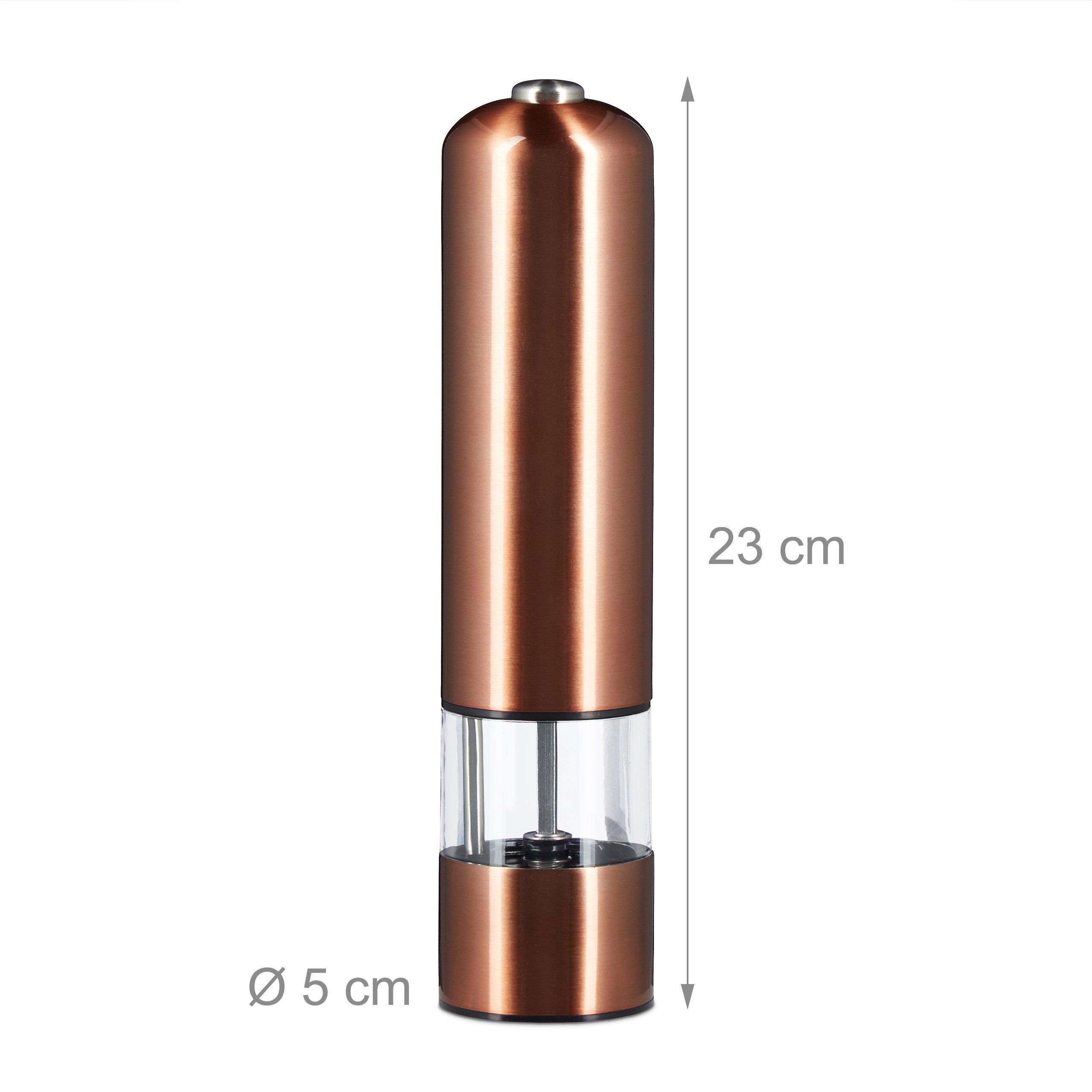 relaxdays Pfeffermühle 2 x Elektrische Pfeffermühle bronze