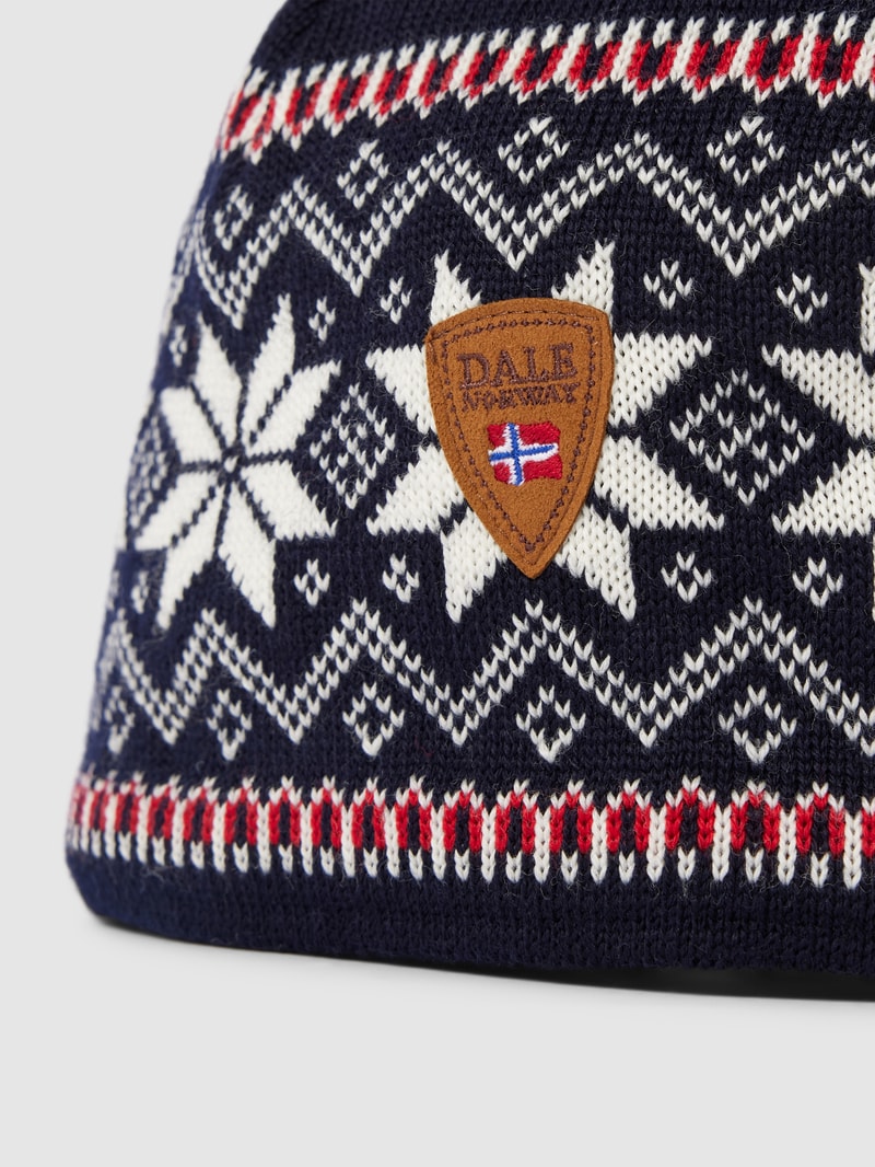 Beanie mit Allover-Muster Modell 'GARMISCH' in marineblau