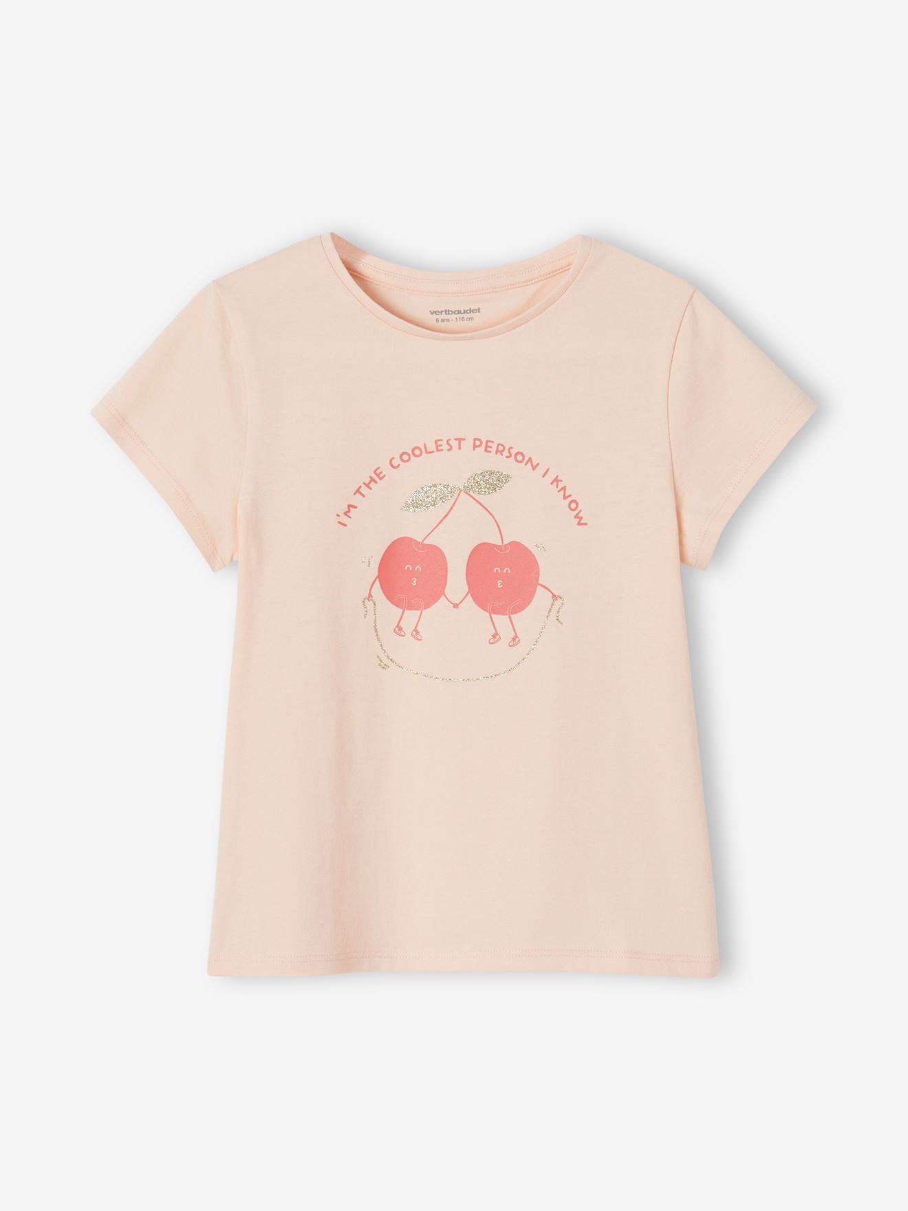 Vertbaudet 3er-Pack Mädchen T-Shirts, Glanzdetails BASIC Oeko-Tex - himbeer