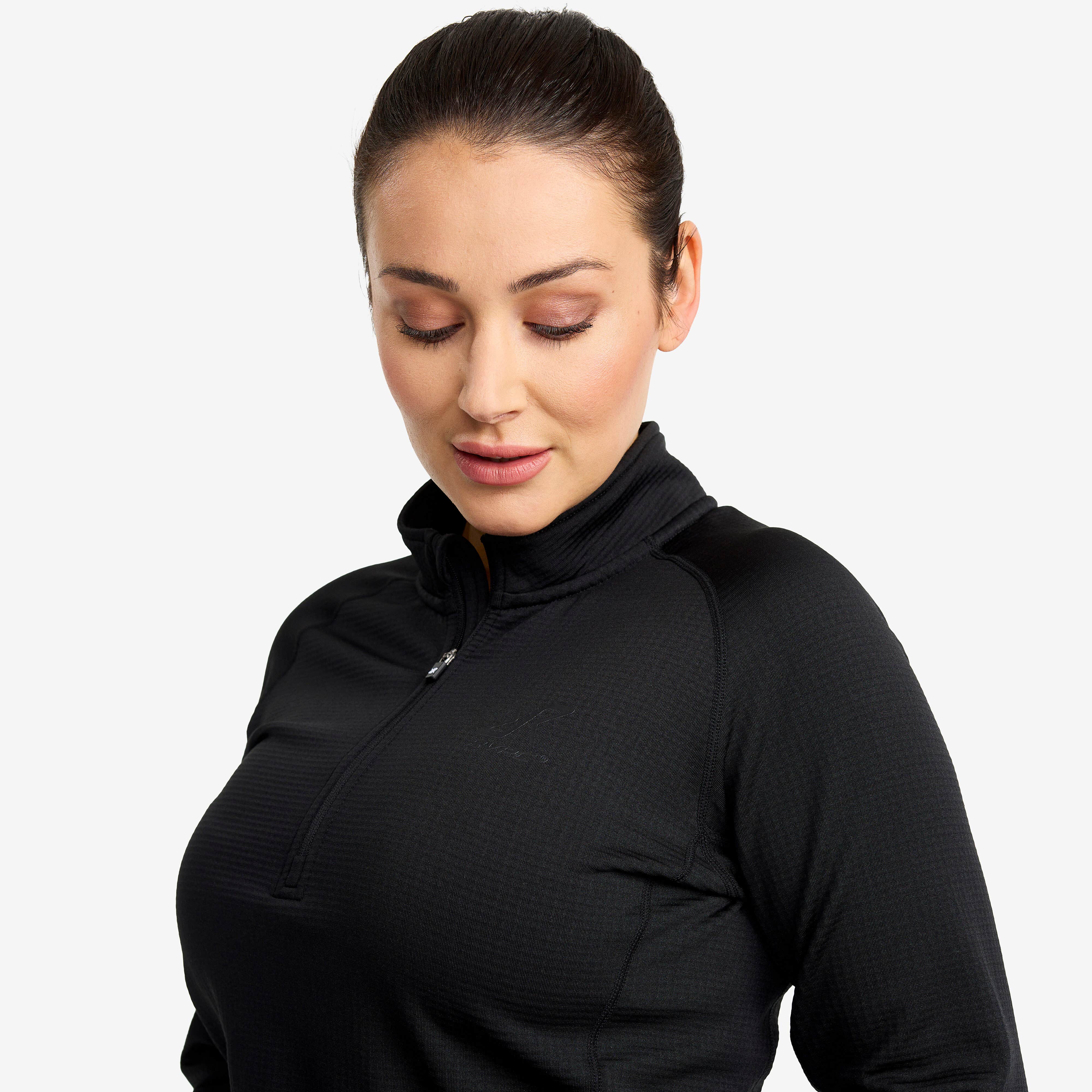 Waffle 1/2 Zip Baselayer Top Femme Black