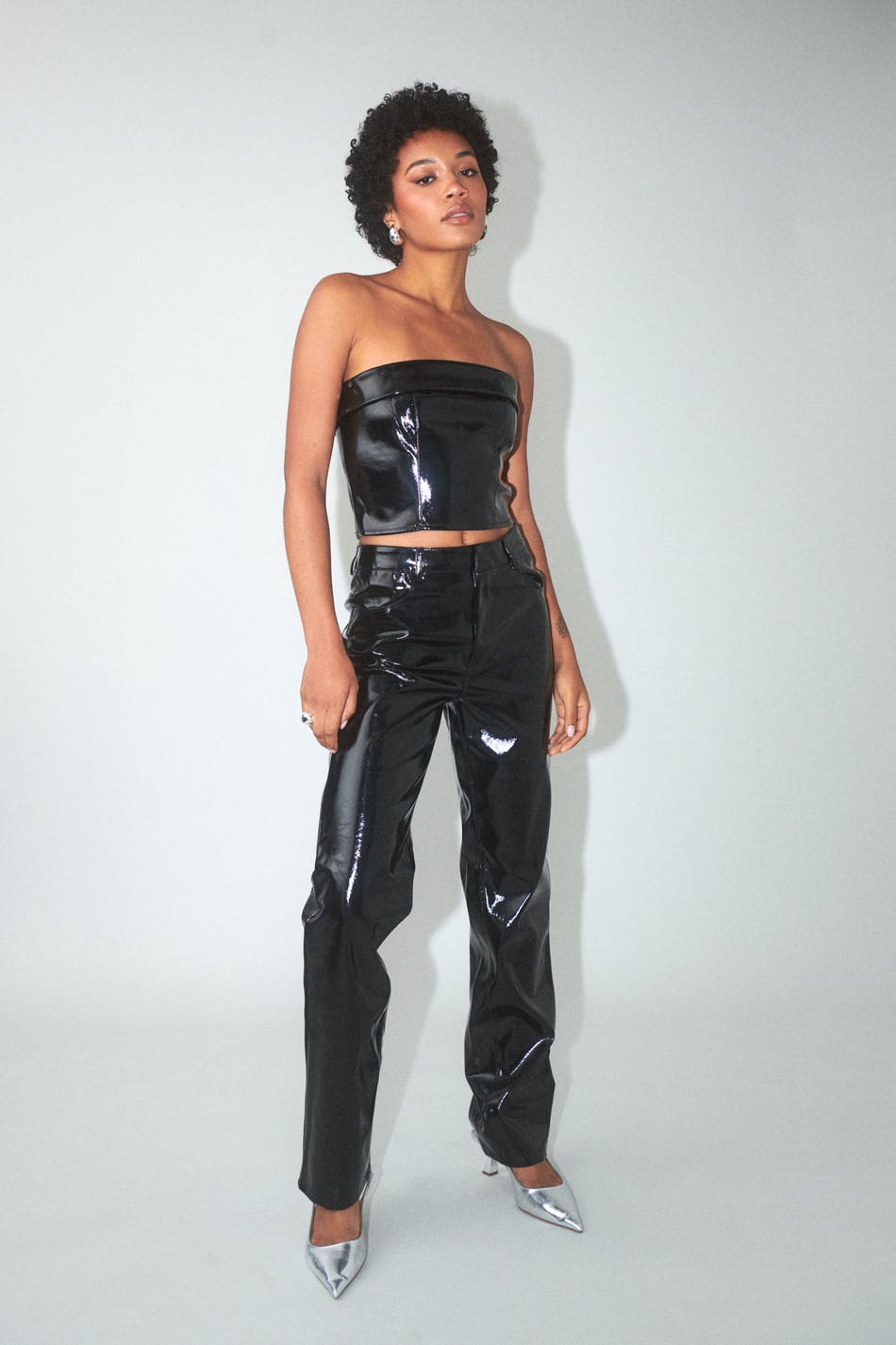 Patent pu trousers