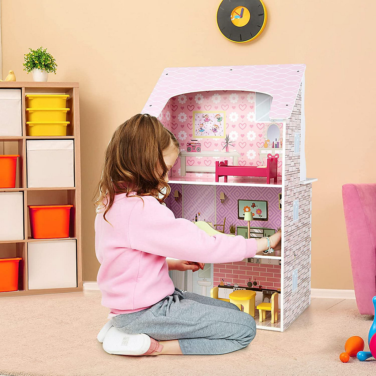2 in 1 Puppenhaus Spielküche doppelseitig