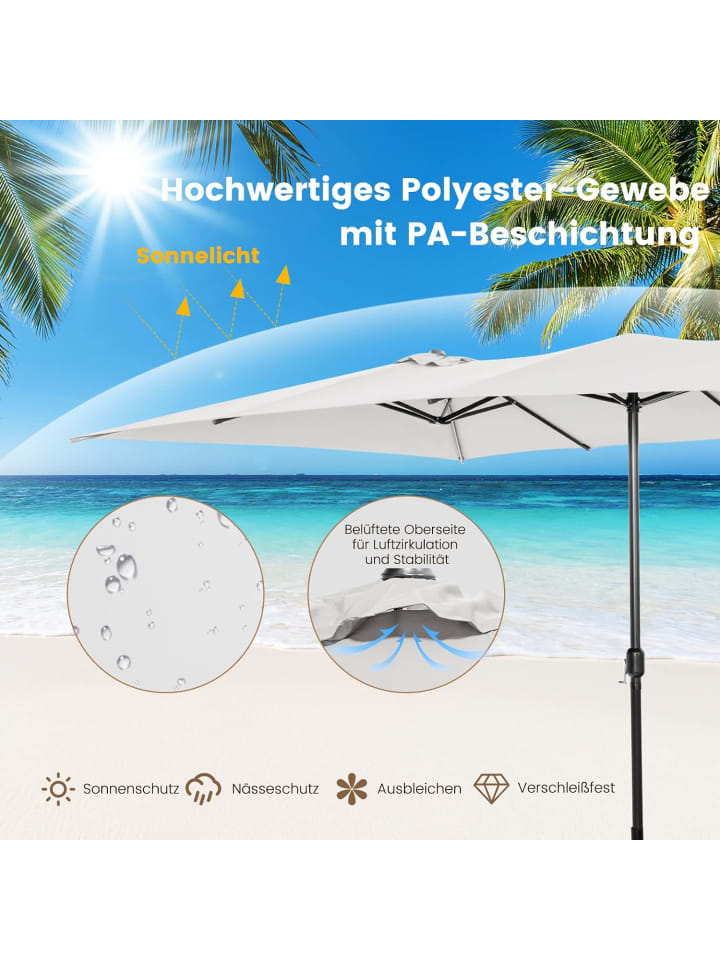 COSTWAY Doppelsonnenschirm 426x265cm in Beige günstig kaufen onesize