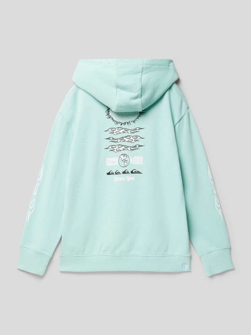 Hoodie mit Label-Print Modell 'RADICAL TIMES' in helltürkis