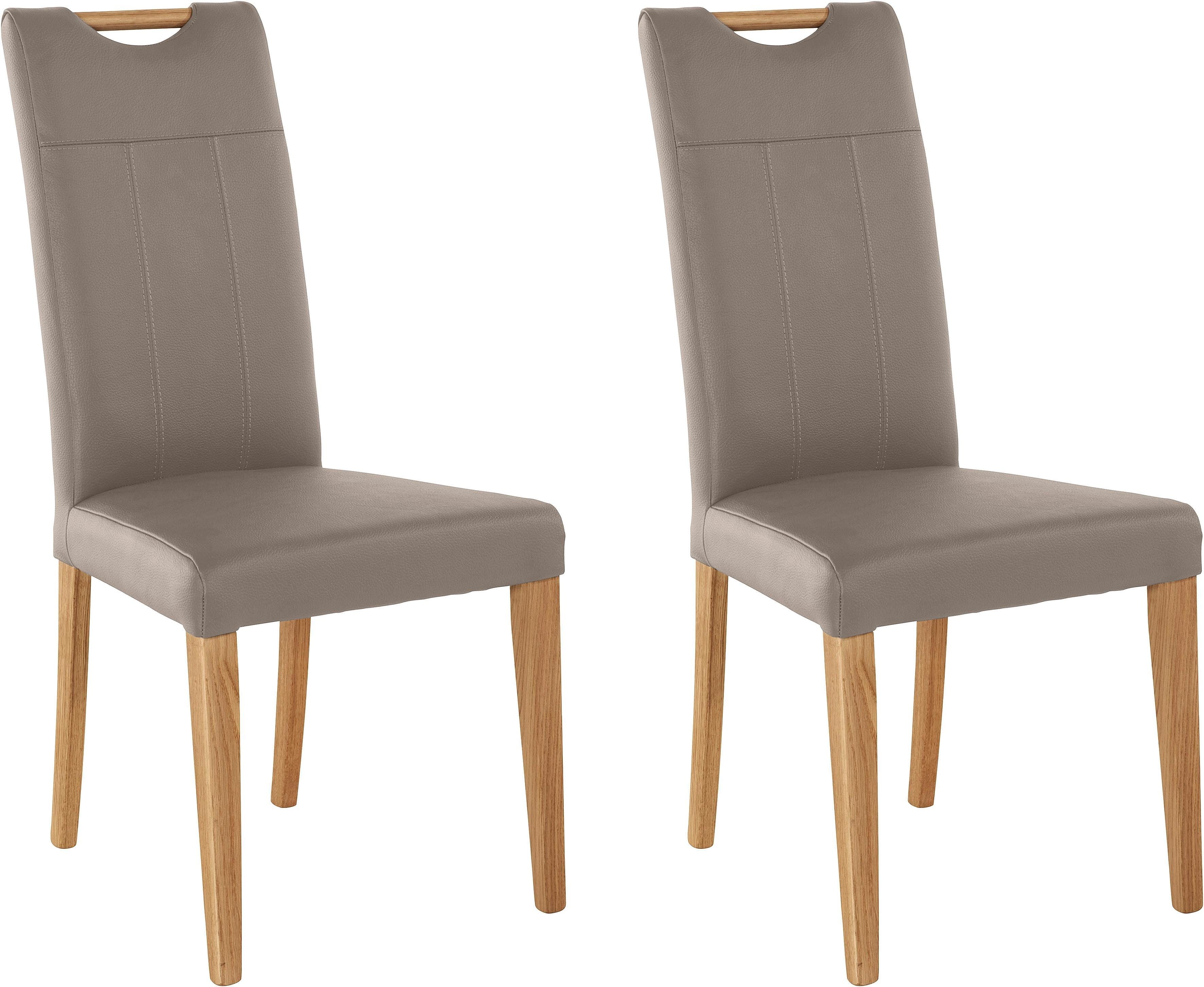 Home affaire 4-Fußstuhl Roberta (Set, 2 St), mit Bezug aus Echtleder und Gestell aus Eiche Massivholz