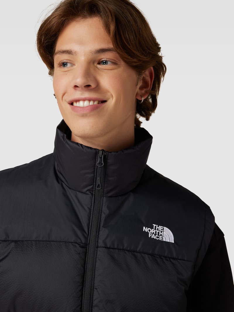 Steppweste mit Label-Stitching in schwarz