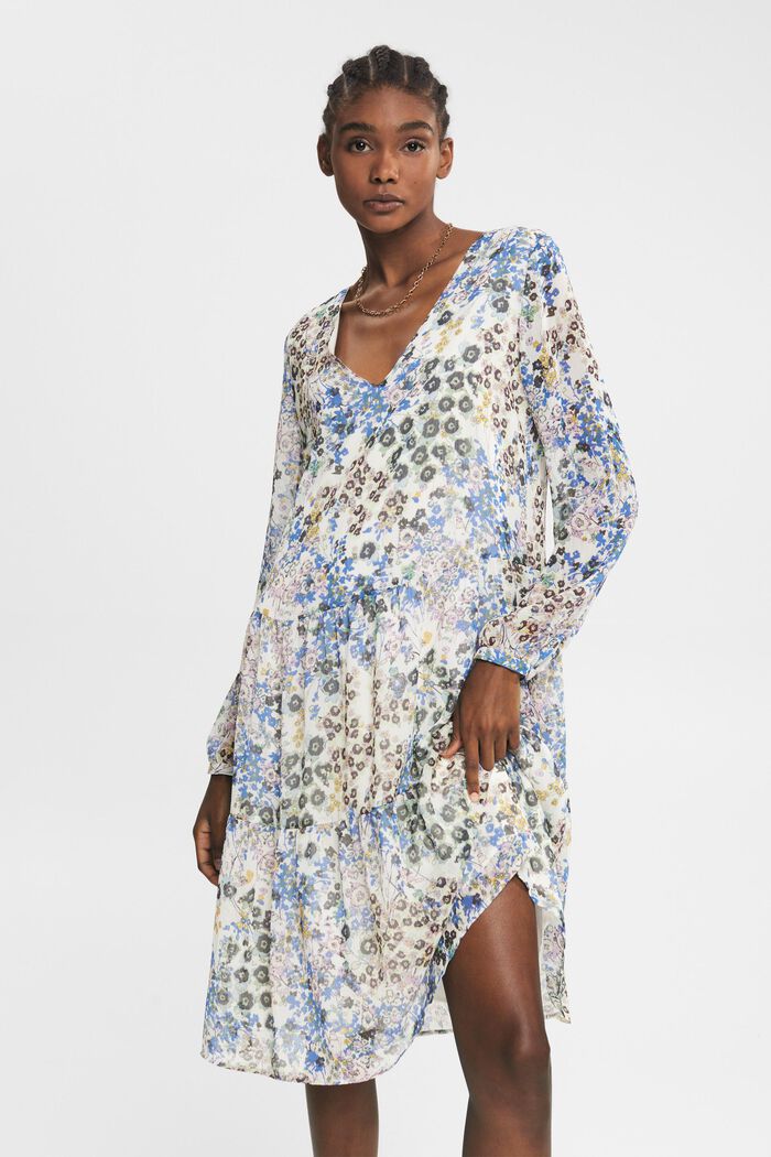 Crêpe-Kleid mit Millefleurs