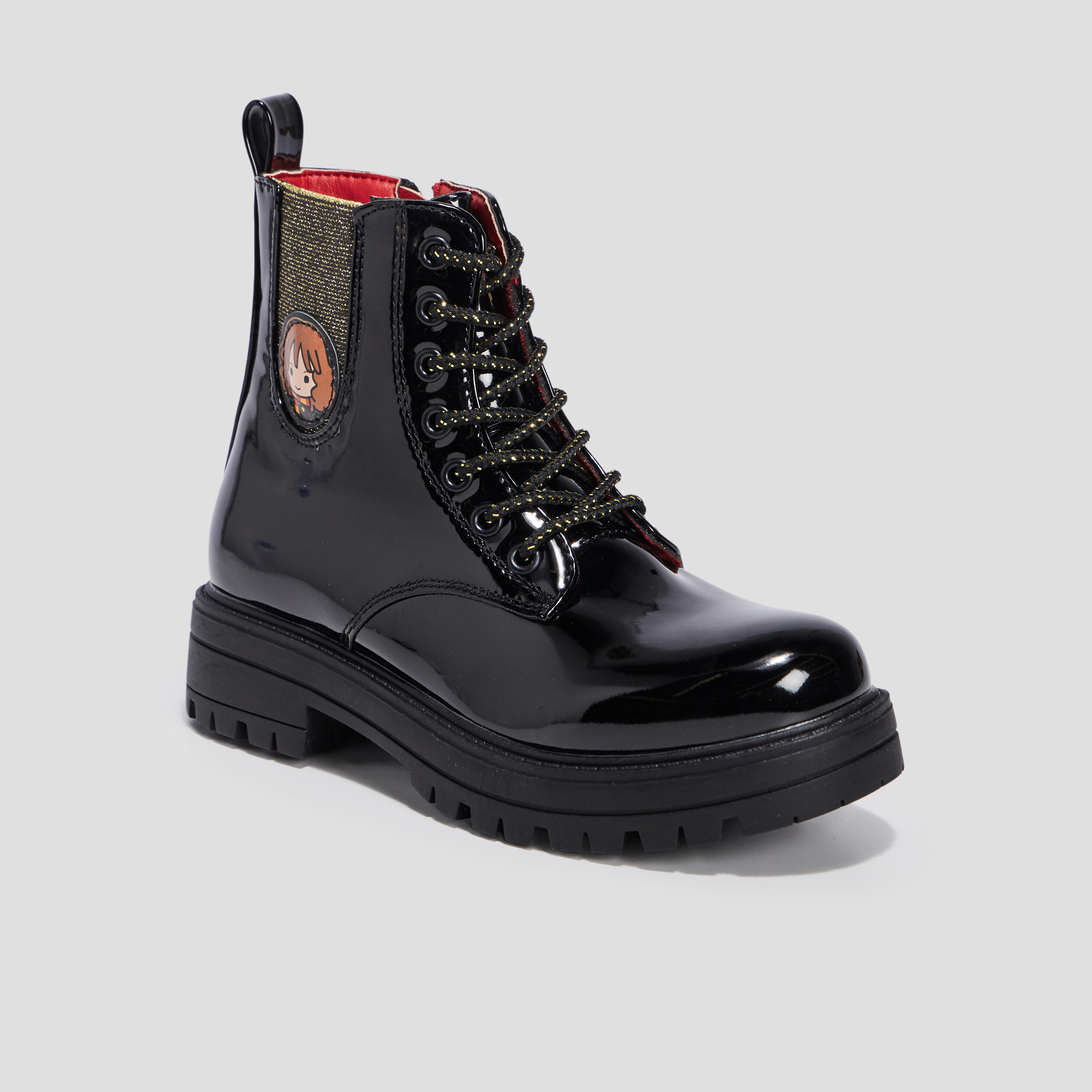 Bottines crantées vernies noir fille | La Halle