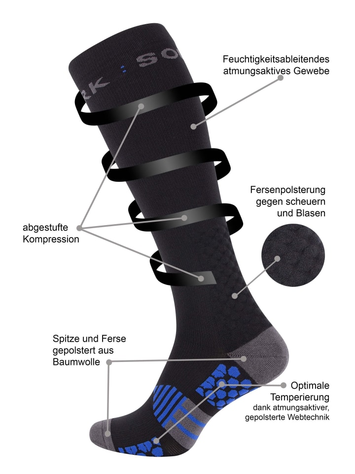 Stark Soul® COMPRESSox – Unisex Kompressions-Sportsocken in schwarz günstig kaufen