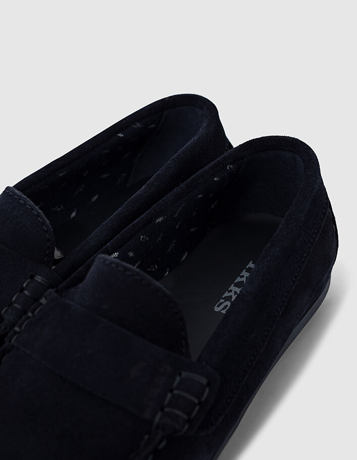 Mocassins navy en cuir velours garçon