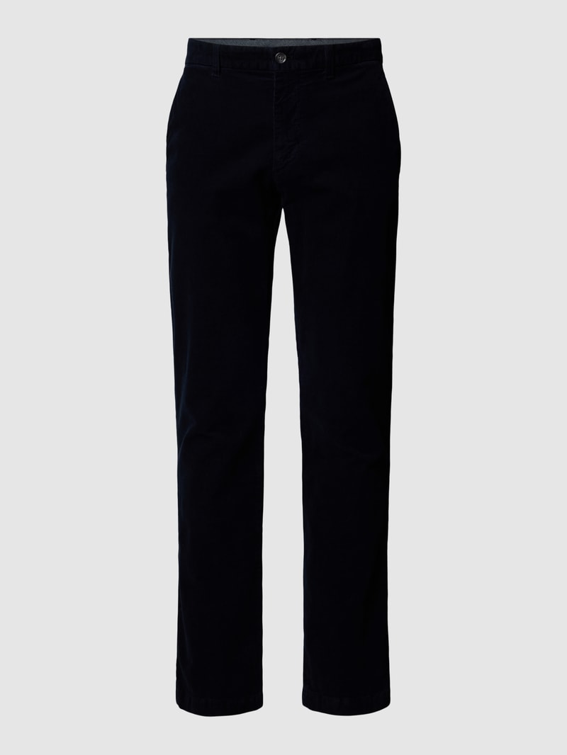 Cordhose mit Logo-Stitching Modell 'DENTON' in marineblau