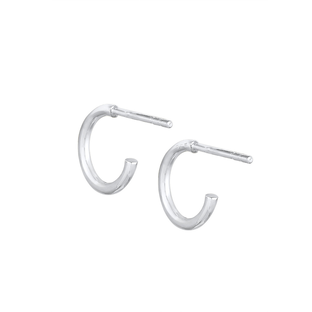 Elli Elli Boucles d'Oreilles Créoles Minimale Femme - (925/1000) Argent Boucles d'oreilles