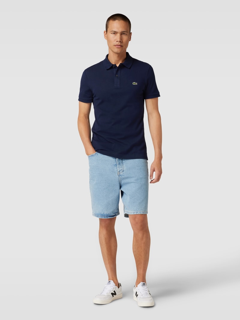 Poloshirt mit Logo-Stitching in marineblau