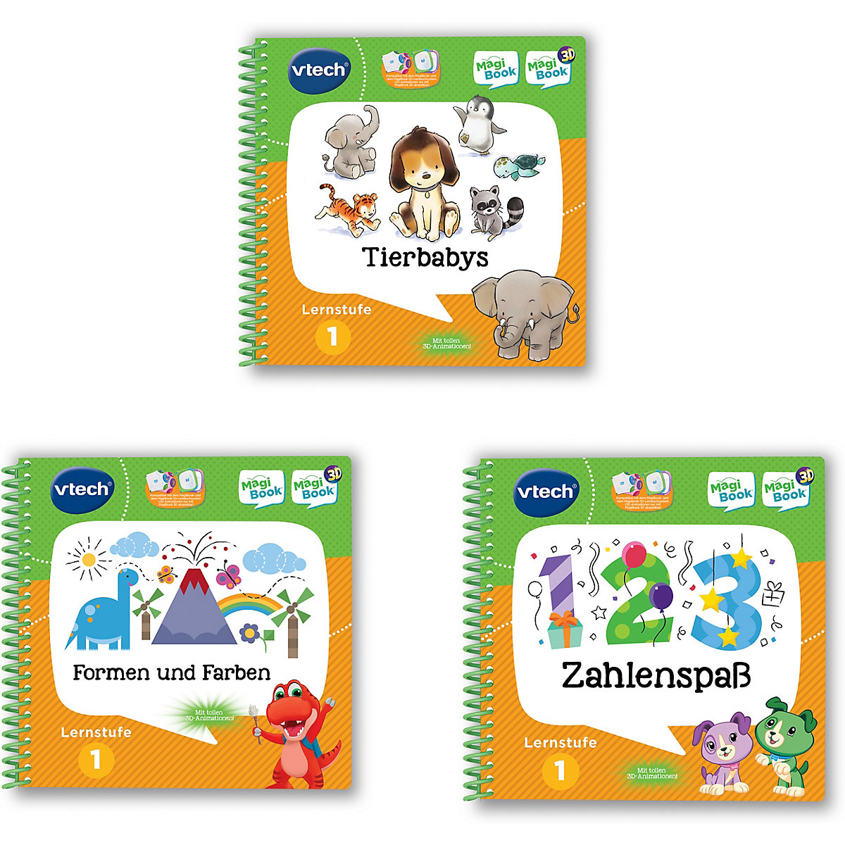 MagiBook-Lernbuch-Bundle: 3 Bücher der Lernstufe 1 (Tierbabys 3D, Form