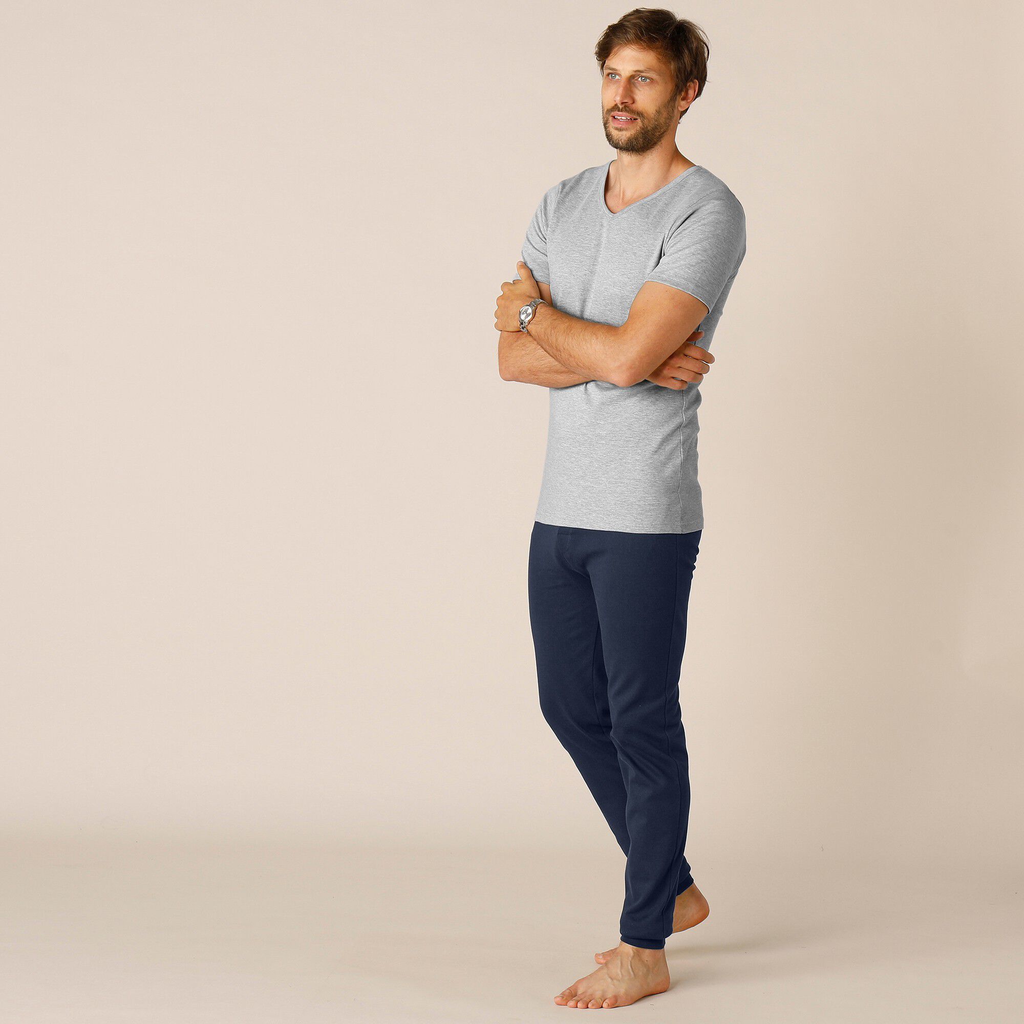 Tee-shirt sous-vêtement homme col V manches courtes coton