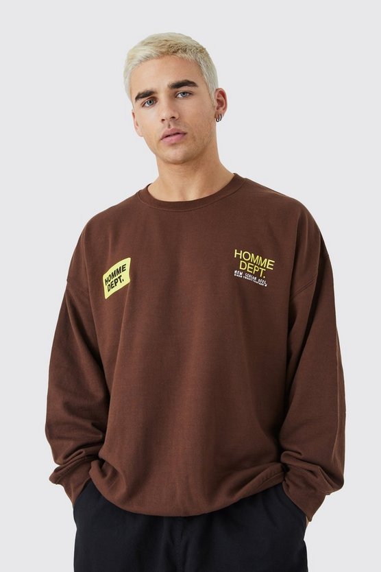 Oversize Sweatshirt mit Homme Department-Print
