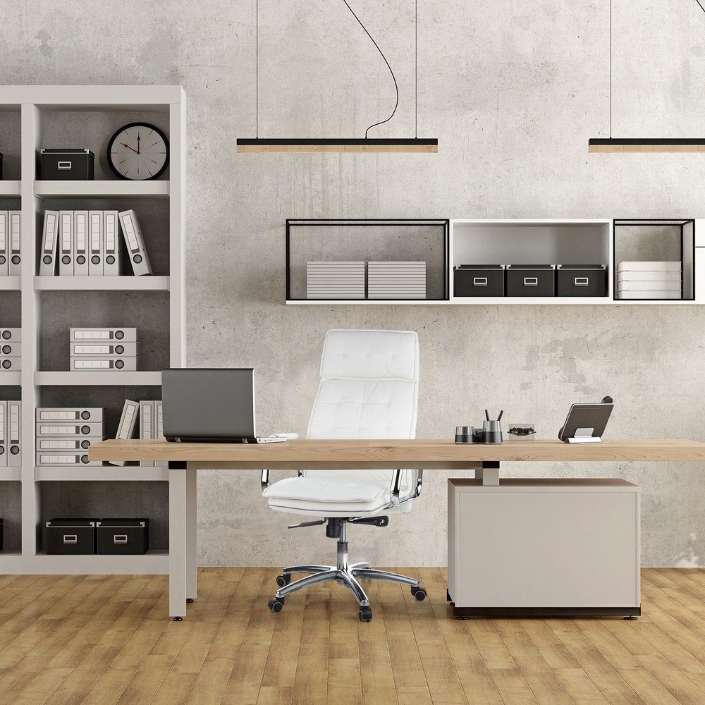 hjh OFFICE Chefsessel Profi Chefsessel VILLA 20 Leder mit Armlehnen, Drehstuhl Bürostuhl ergonomisch