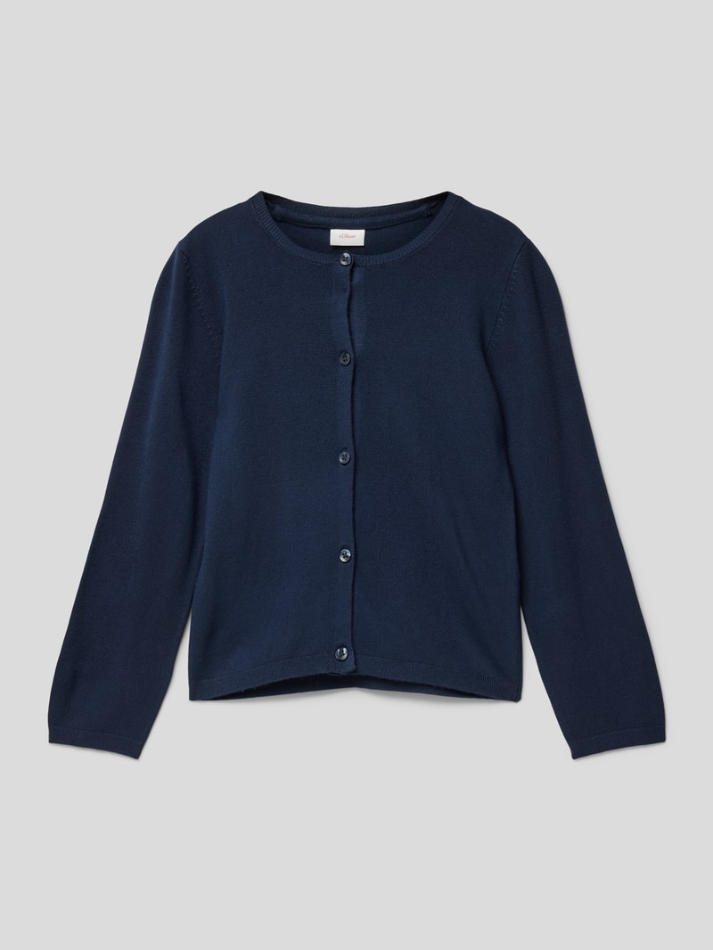 Cardigan aus Viskose-Mix mit Rundhalsausschnitt in marineblau