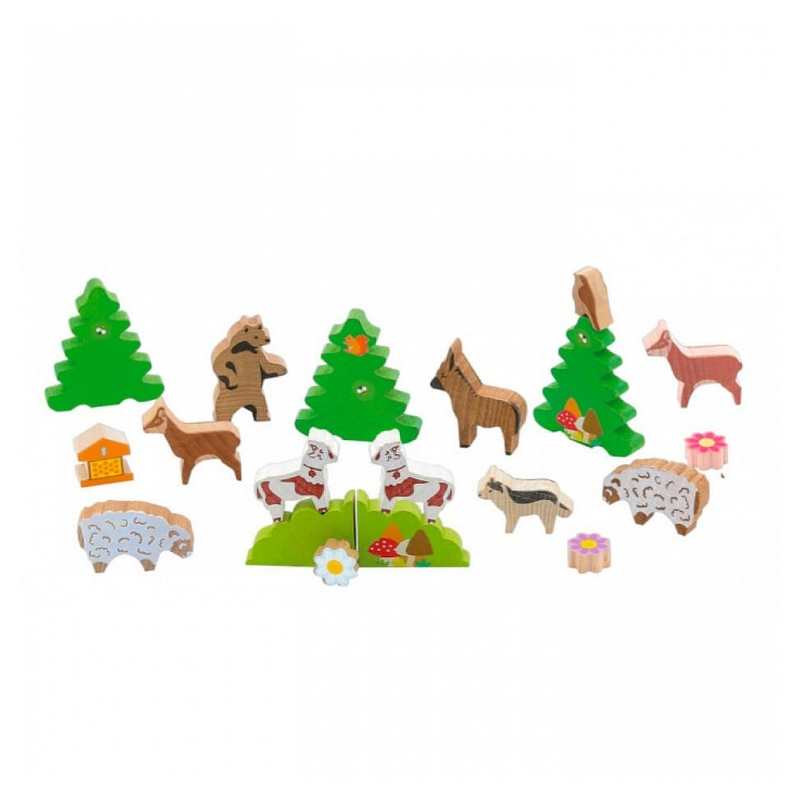 Figurines Les animaux de la montagne en bois
