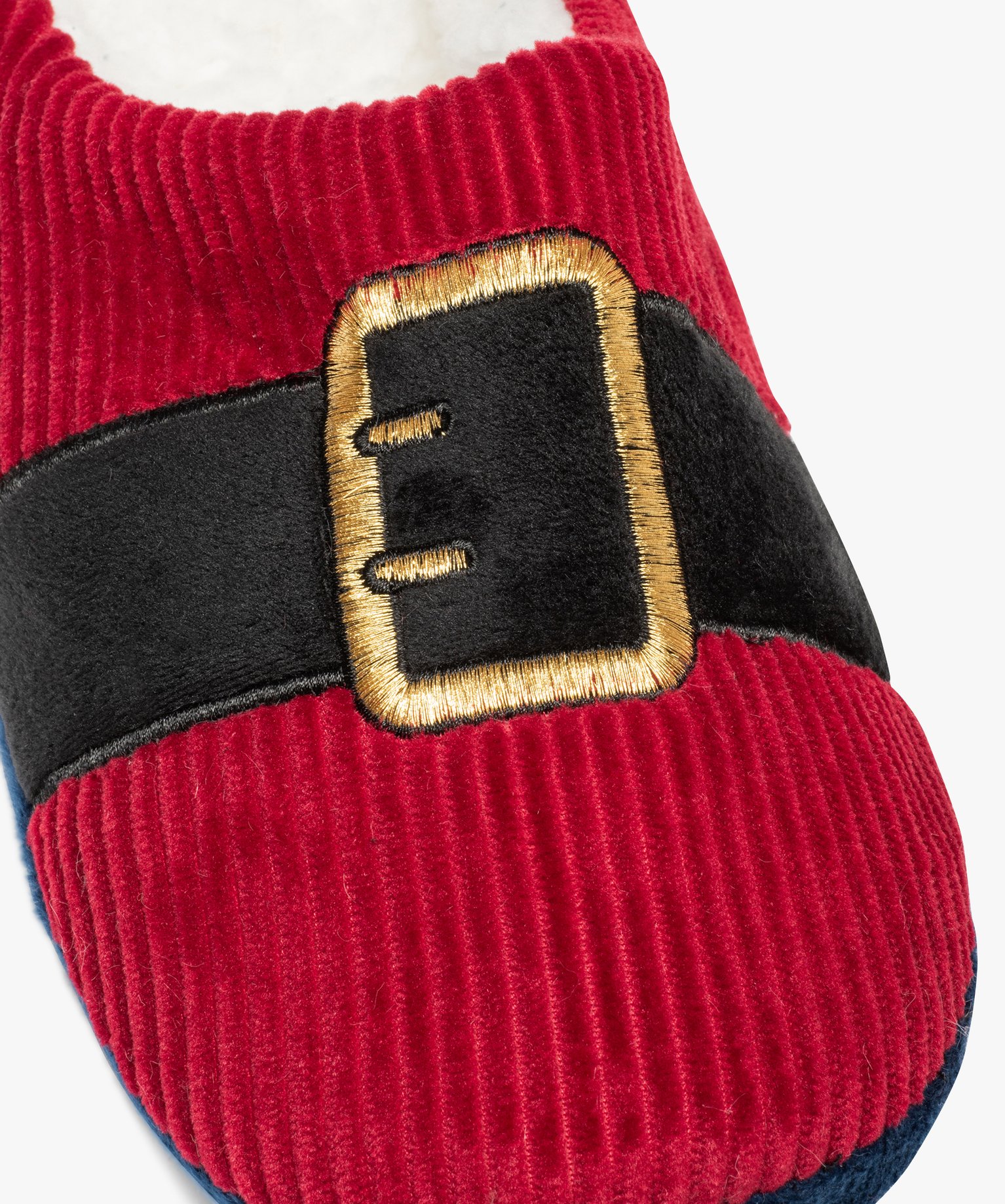 Chaussons homme mules en velours Père Nol rouge fonce | GEMO