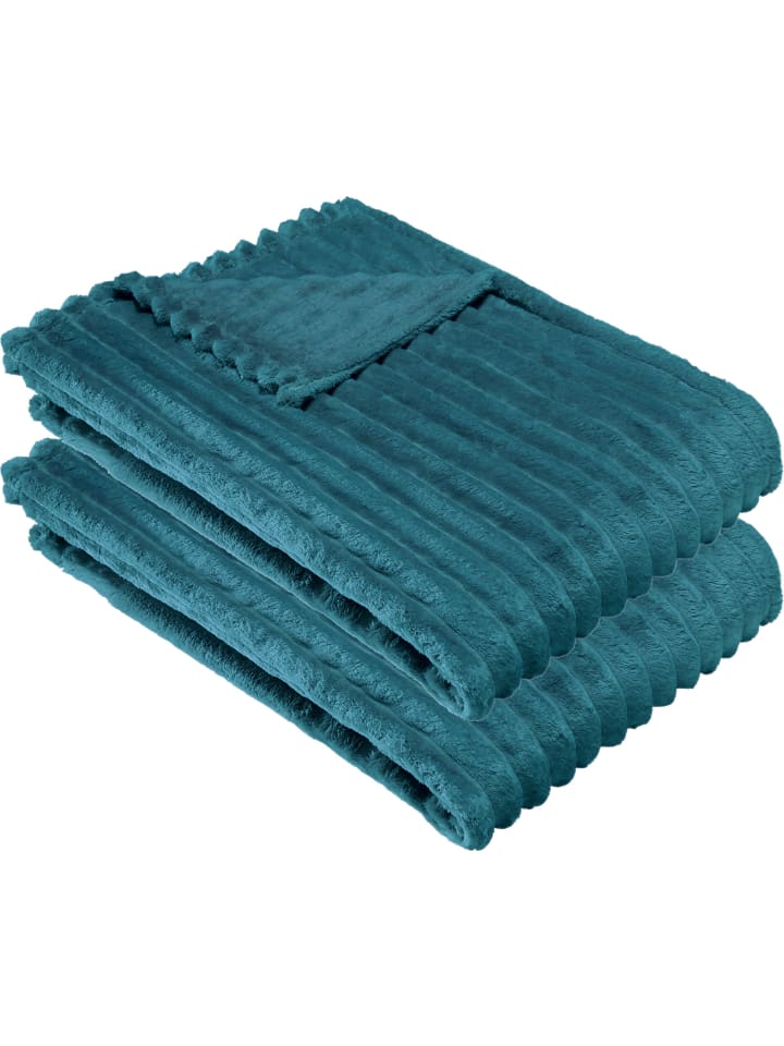 Erwin Müller Fleece, Microfaser Wohndecke 2er-Pack Aosta in petrol günstig kaufen