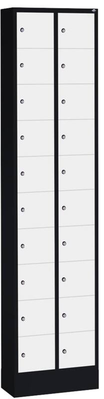 C P Serie 8070 Evolo Metall Schließfach 20 Türen Zylinderschloss 460 x 200 x 1.950 mm Schwarz 80700-203 S10083