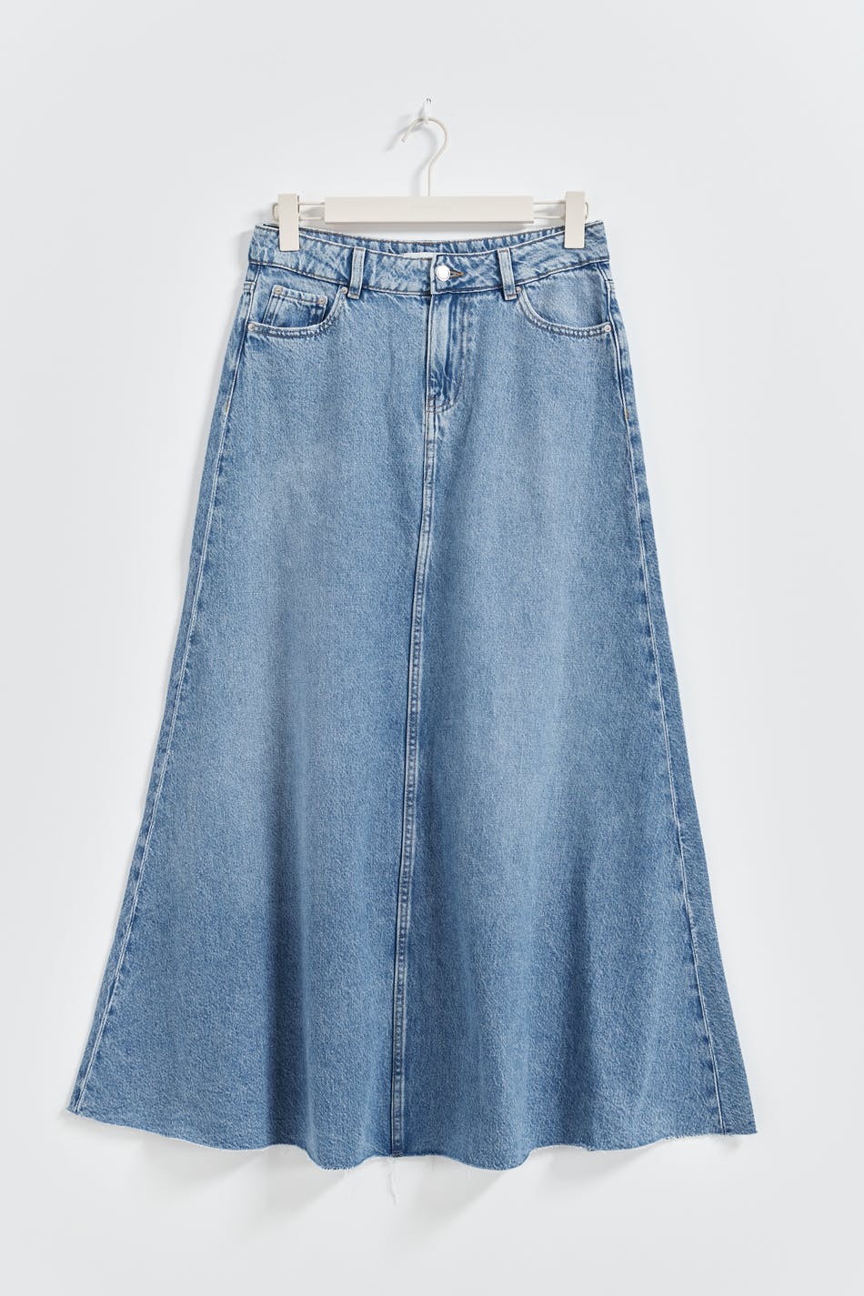 Wide maxi denim skirt