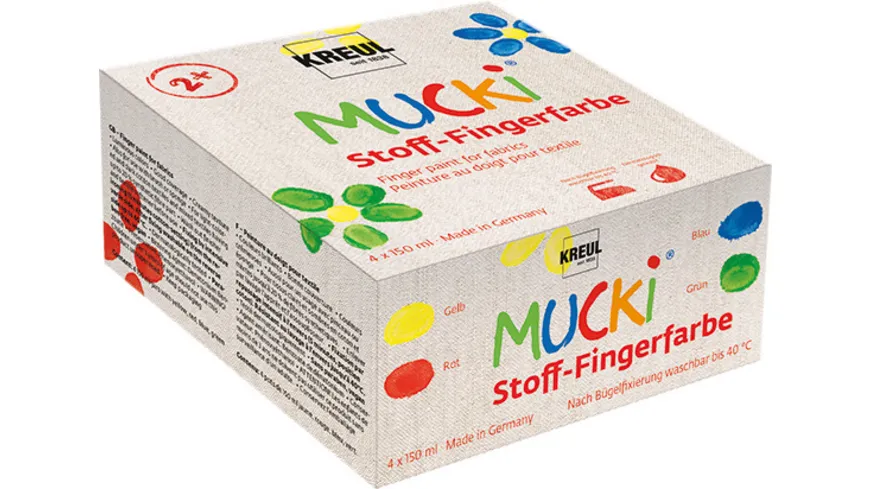KREUL Mucki Stoff-Fingermalfarben 4er Set 600 ml