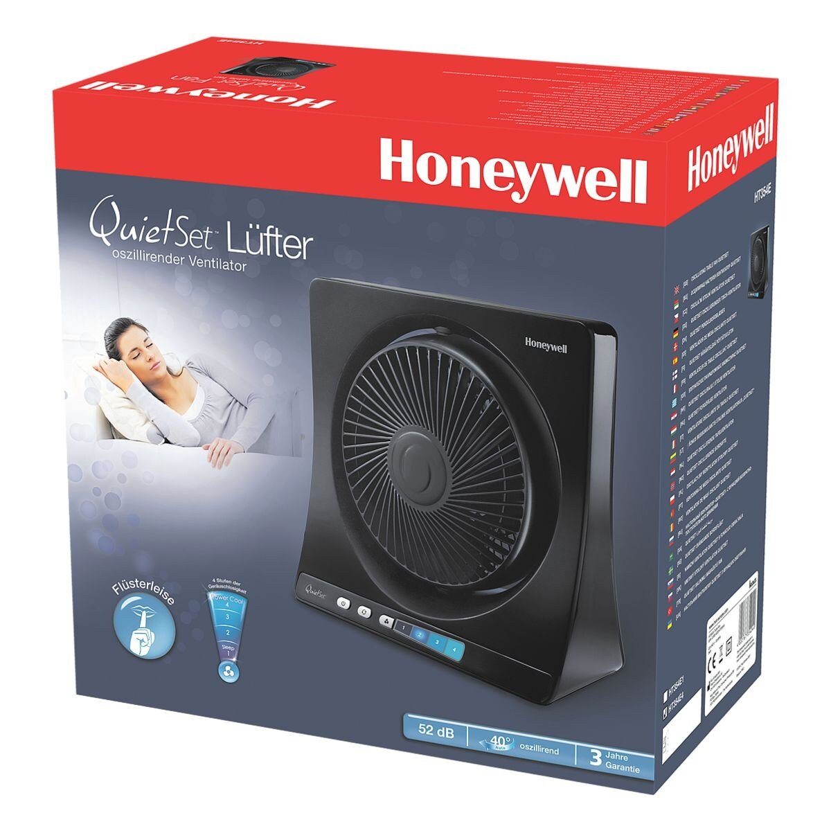Honeywell Tischventilator HT-354E, flüsterleise Technologie, LED-Display