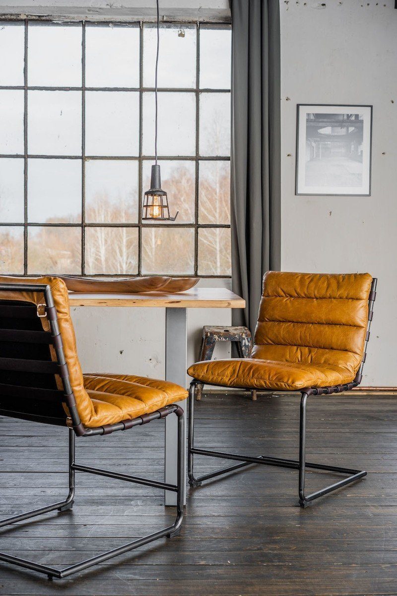 KAWOLA Esszimmerstuhl SIRY, Stuhl Freischwinger Leder cognac