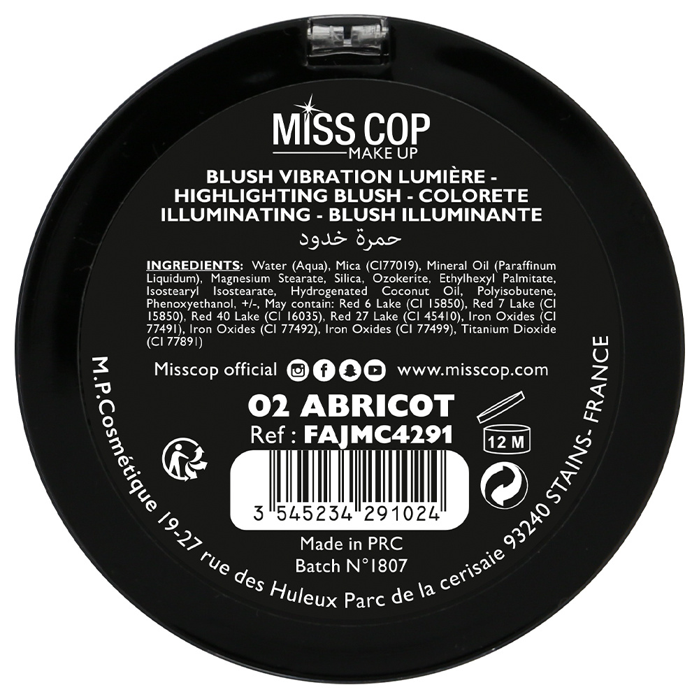 miss cop Blush Vibration Lumière N°2 Fard à joues