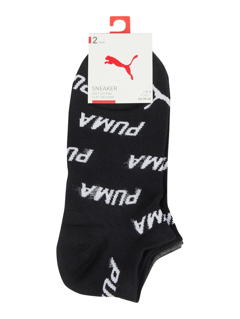 Sneakersocken mit Logo-Muster im 2er-Pack in schwarz