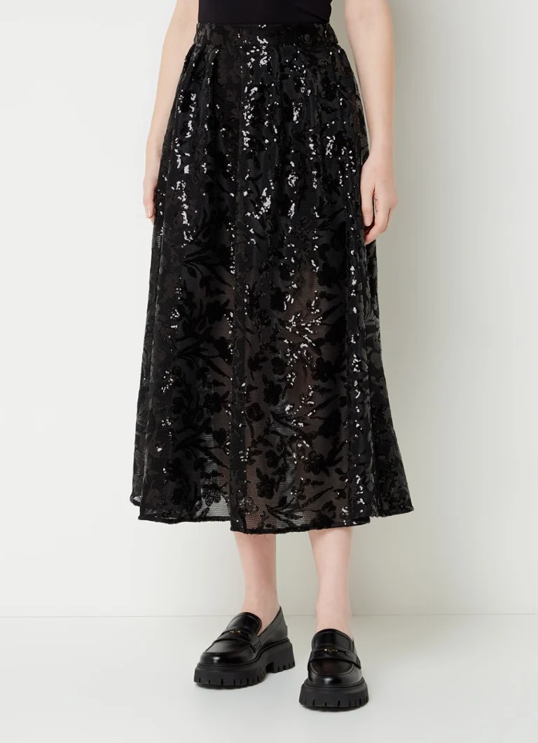 Gonna midi Maje con motivo jacquard e paillettes
