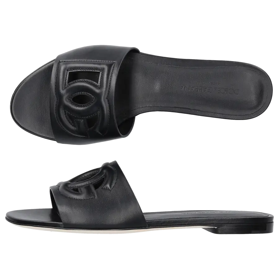 Dolce & Gabbana - Pantoletten BIANCA Kalbsleder - schwarz