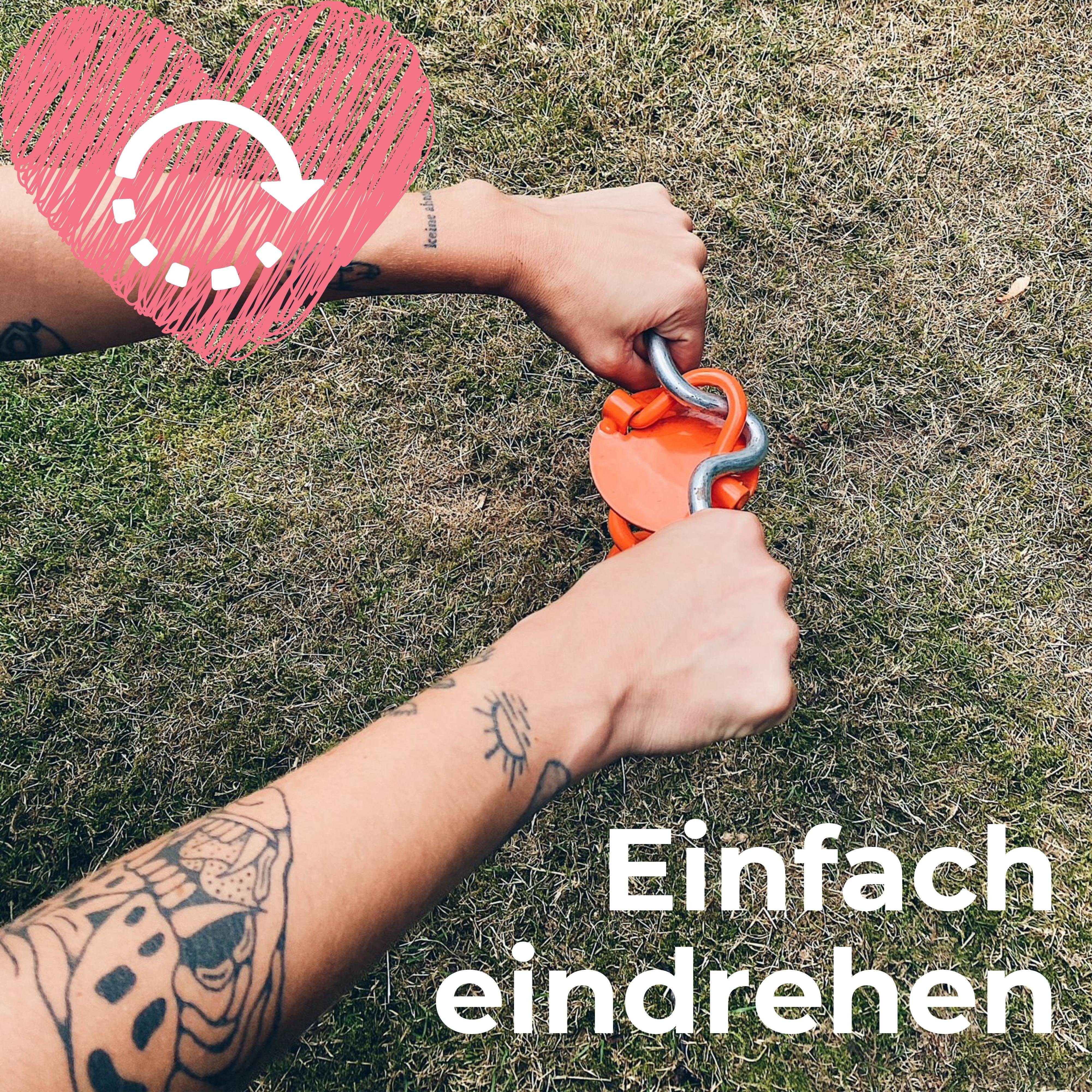 riijk Bodenanker Erdanker, Hering für Trampolin, Schaukel, Hund u. Spielturm, für Zelt, Gartenzelt, Hundeleine, Trampolin, Poolabdeckung, Schaukel, Klettergerüst, Hüpfburg, Eindrehen, (Set, 1-St., Zelthering mit Eindrehhilfe), Öse, Eindrehhilfe