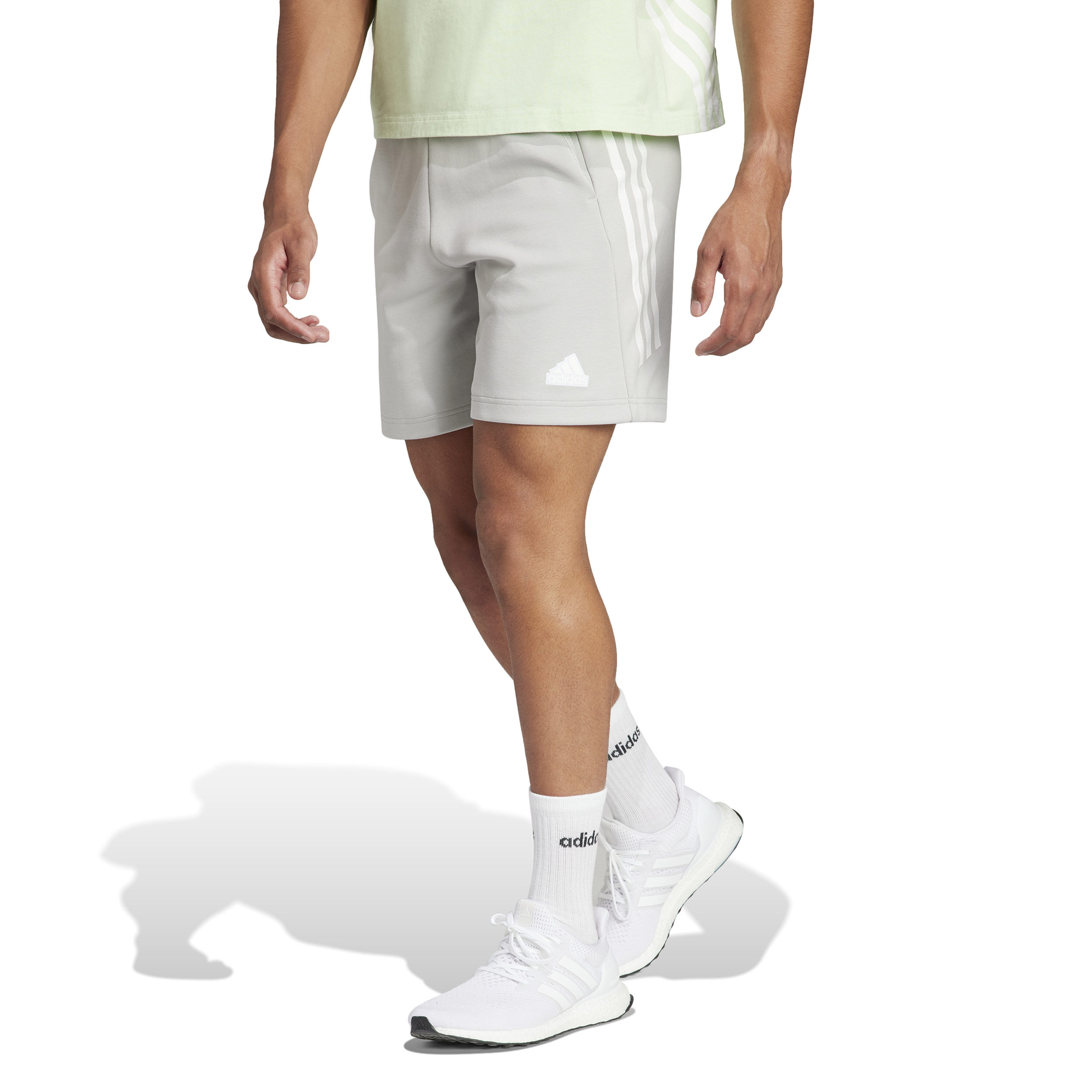 Future Icon 3 Stripes Shorts Herren - Hellgrau, Weiß