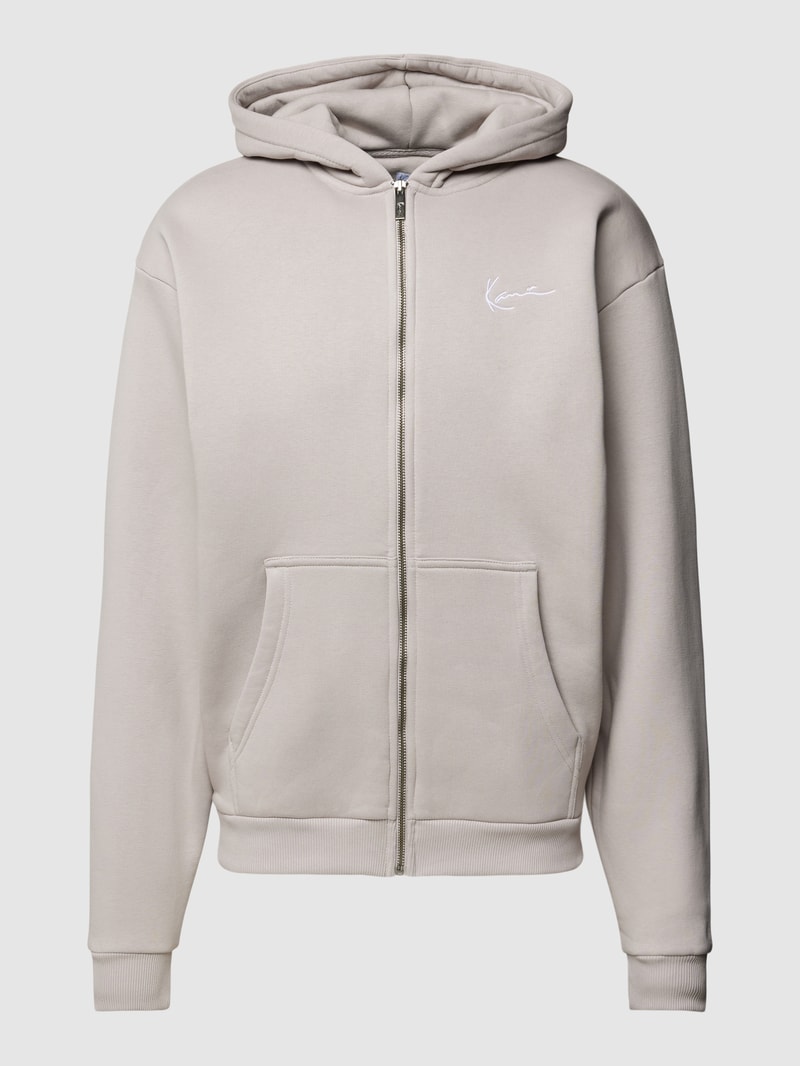 Sweatjacke mit Label-Stitching in mittelgrau