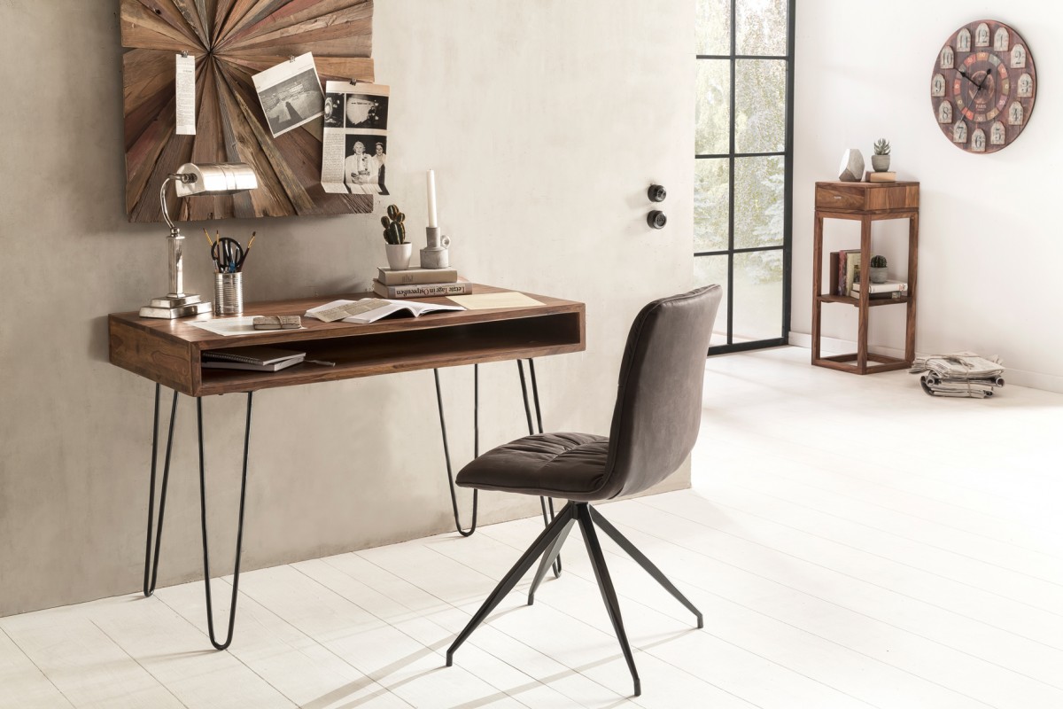 Wohnling Schreibtisch BAGLI Massivholz Braun 110 x 60 x 76 cm