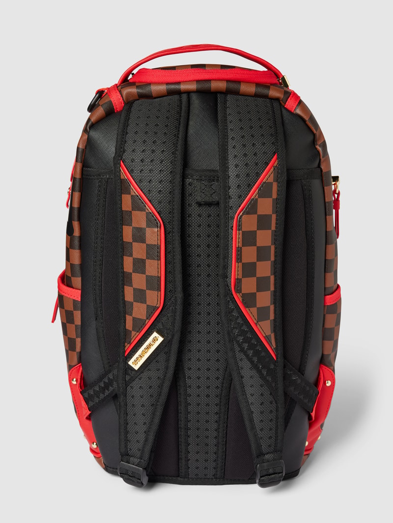 Rucksack mit Allover-Muster Modell 'RED SHARKS IN PARIS' in mittelbraun