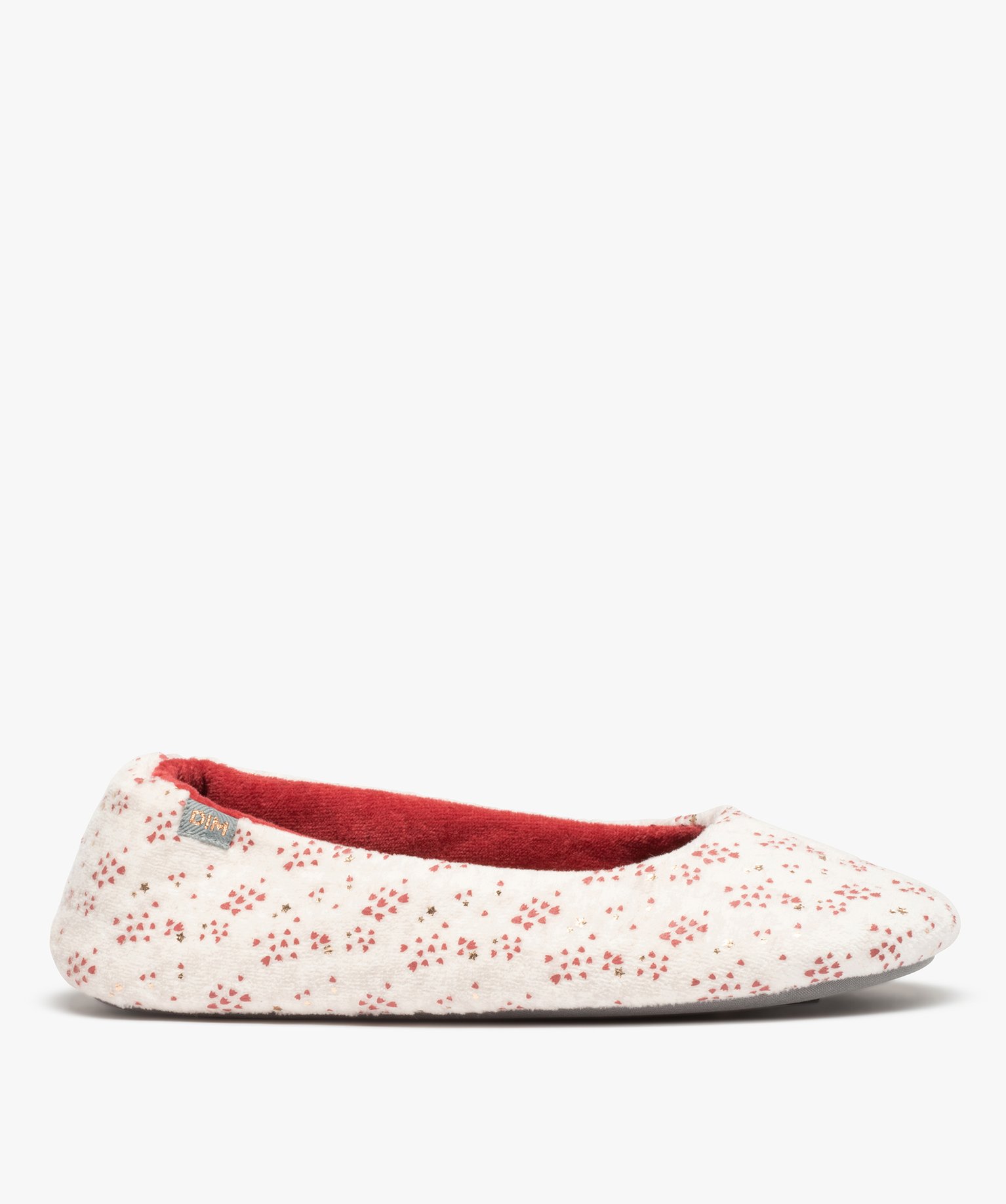 Pantoufles femme ballerines en velours imprimé - Dim beige | GEMO