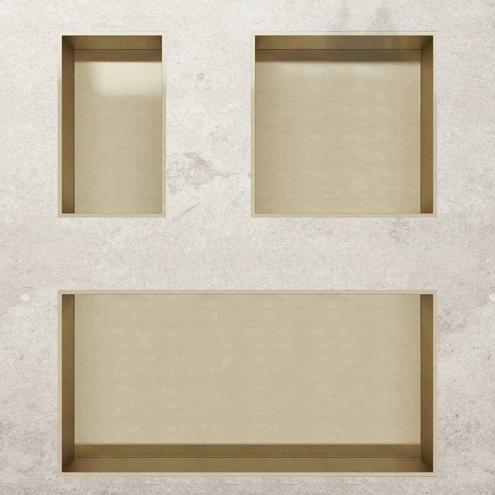 Aloni Regalaufsatz HEC30BG, (1-St), Aloni Wandnische Edelstahl gold gebürstet rostfrei 305x305x100mm