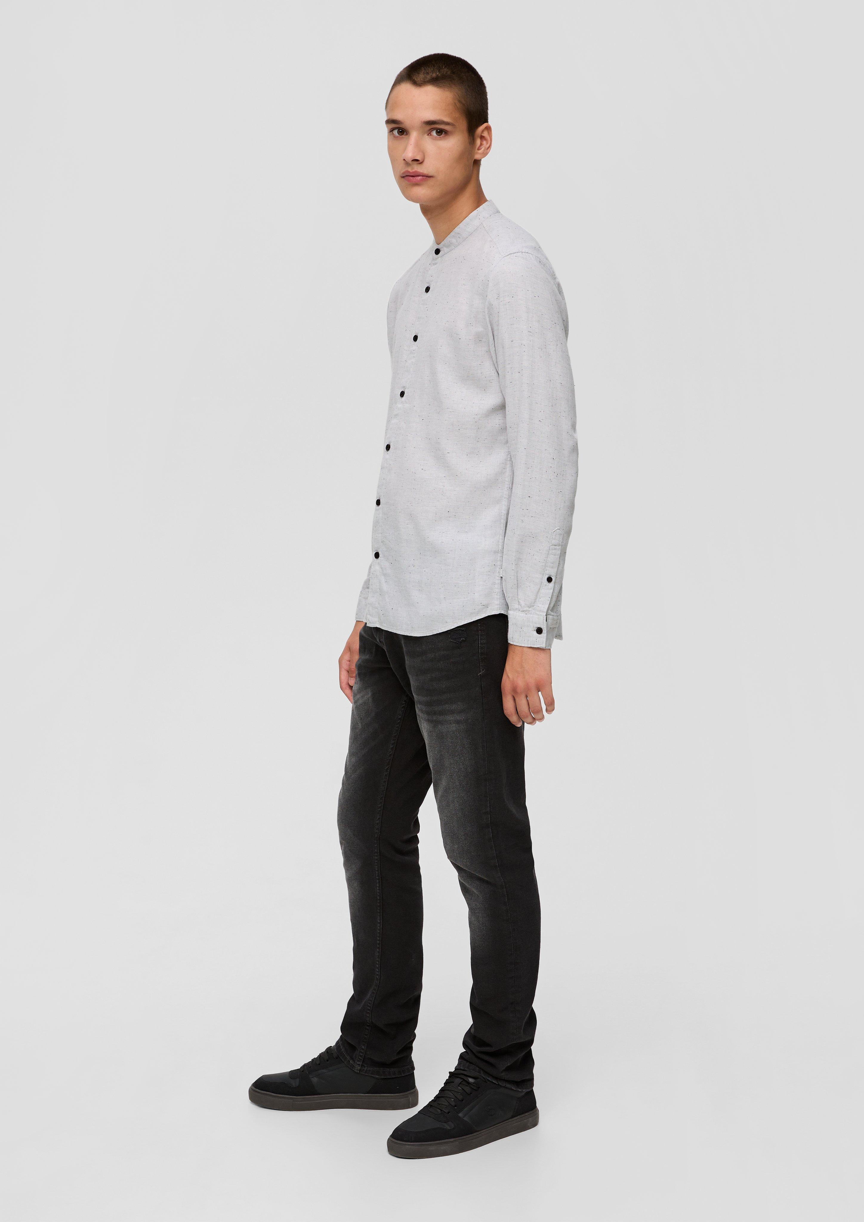 Slim: Meliertes Hemd mit Stehkragen  2134658-01W0