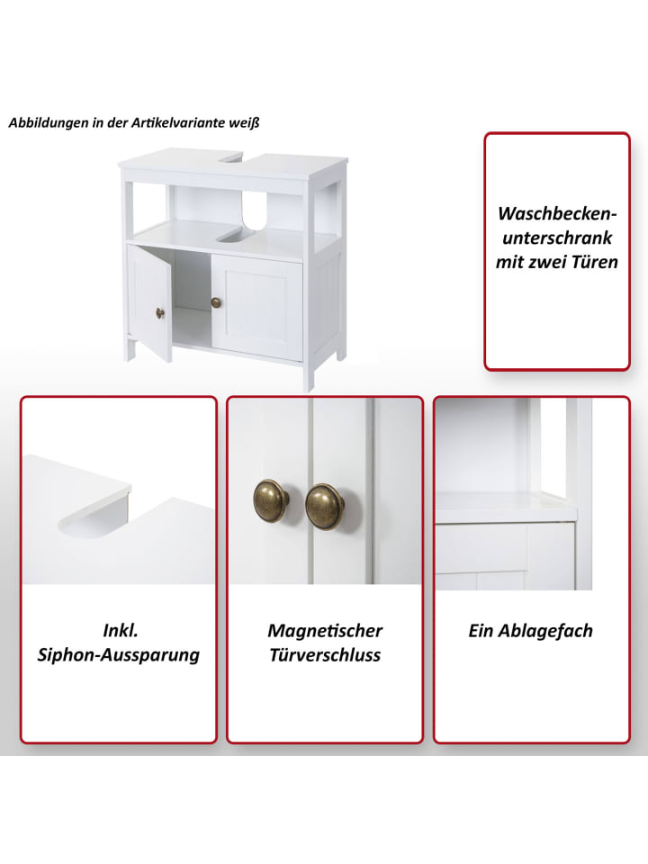 MCW Waschbeckenunterschrank B63, Weiß günstig kaufen onesize