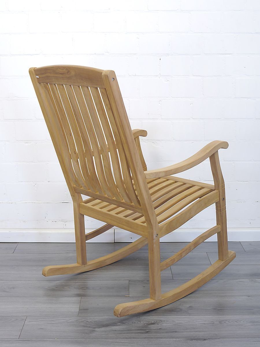 AFG Schaukelstuhl Schaukelstuhl Gartenstuhl Teak Massivholz für drinnen und draußen