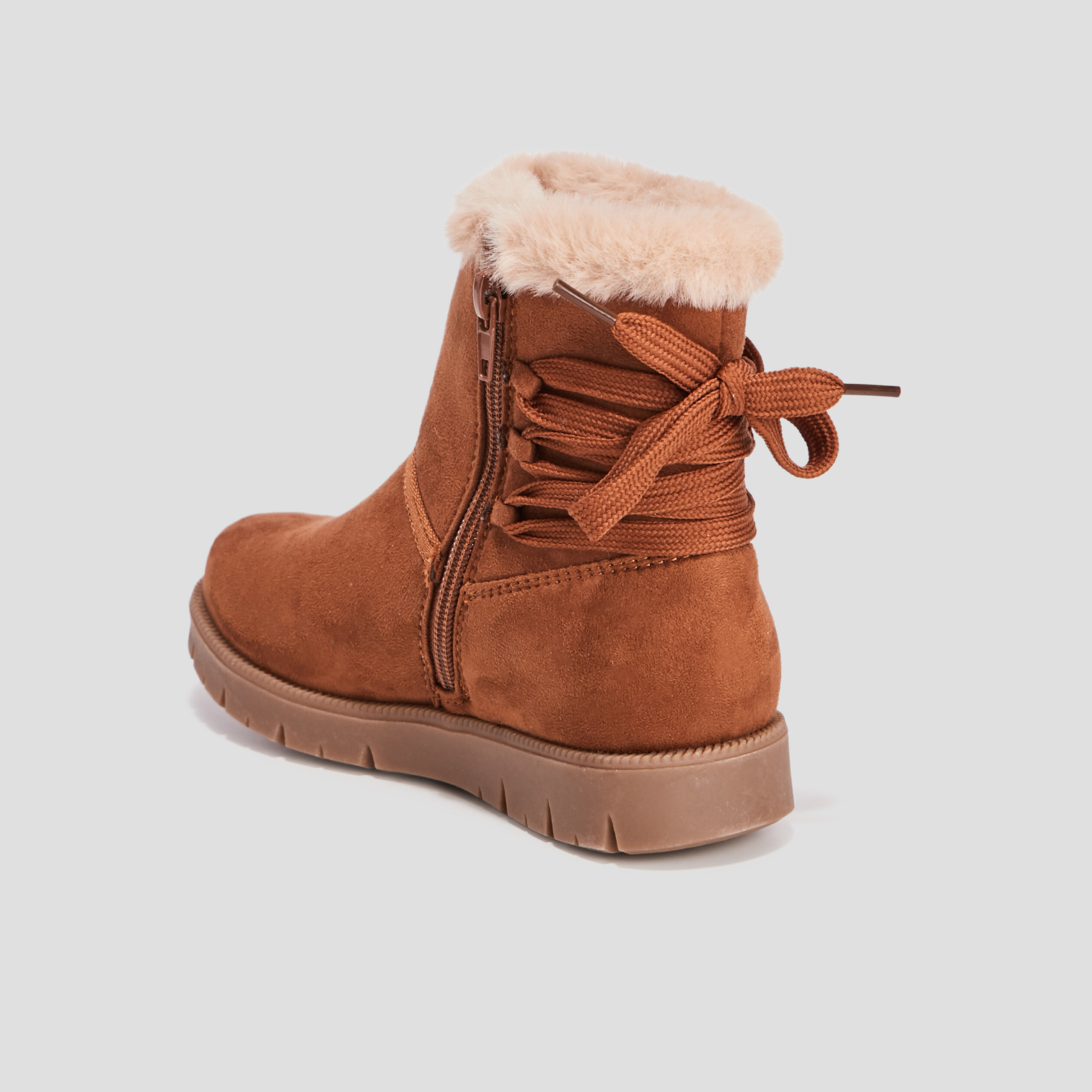 Bottines fourrées zippées camel fille | La Halle