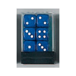 Koplow Würfel - Opaque: Deluxe blau/weiß (12er-Set in Acrylbox)