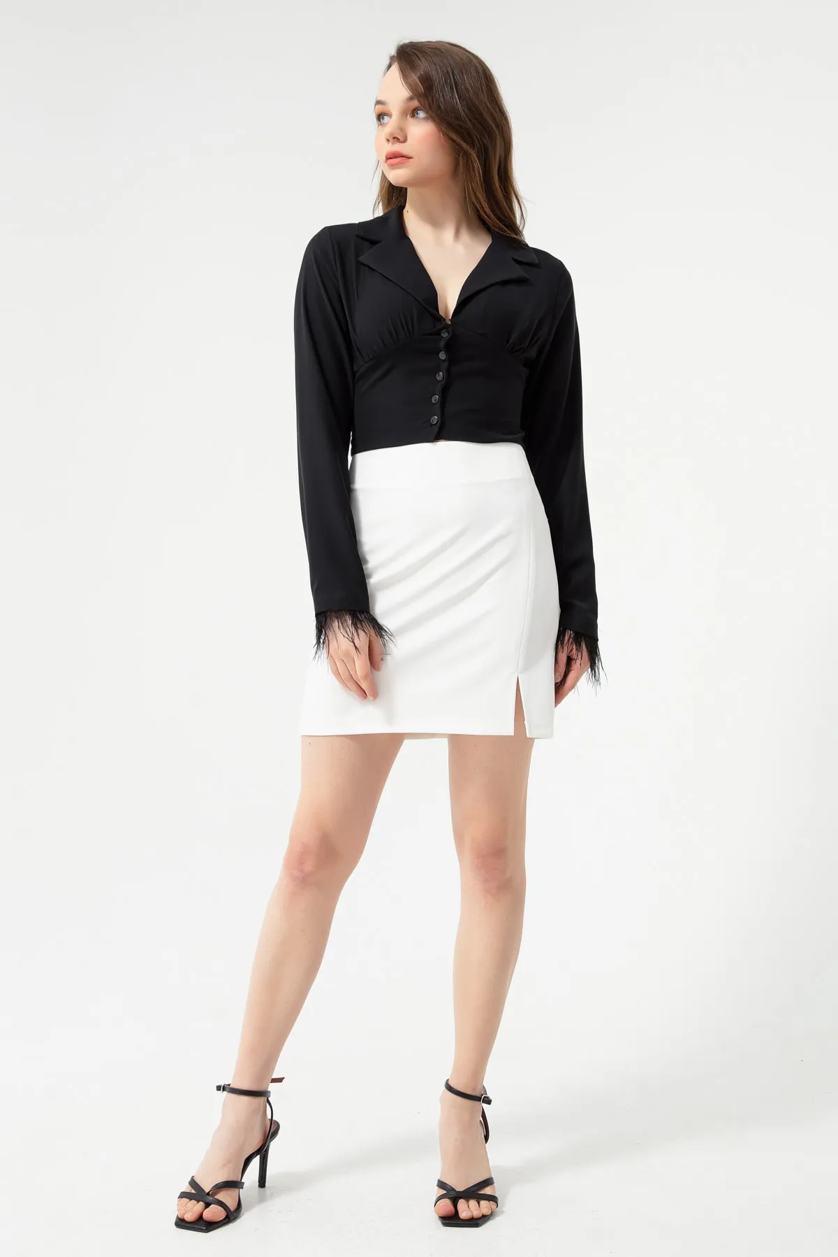 Lafaba  Weißer Minirock mit Schlitz für Damen