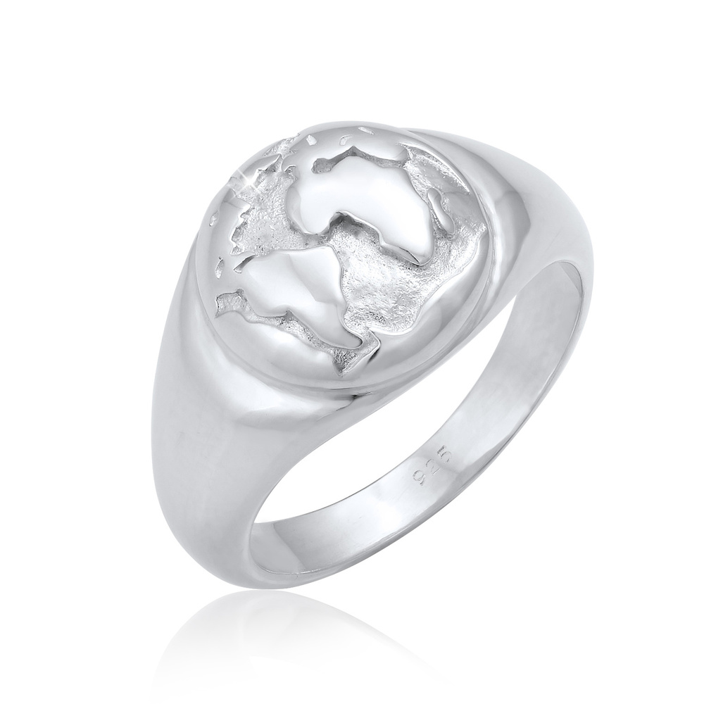 Elli Elli Bague Chevalière Globe Voyage Bague Femme - (925/1000) Argent Bague