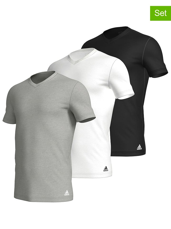 adidas 3er-Set: Shirts in Weiß/ Grau/ Schwarz günstig kaufen