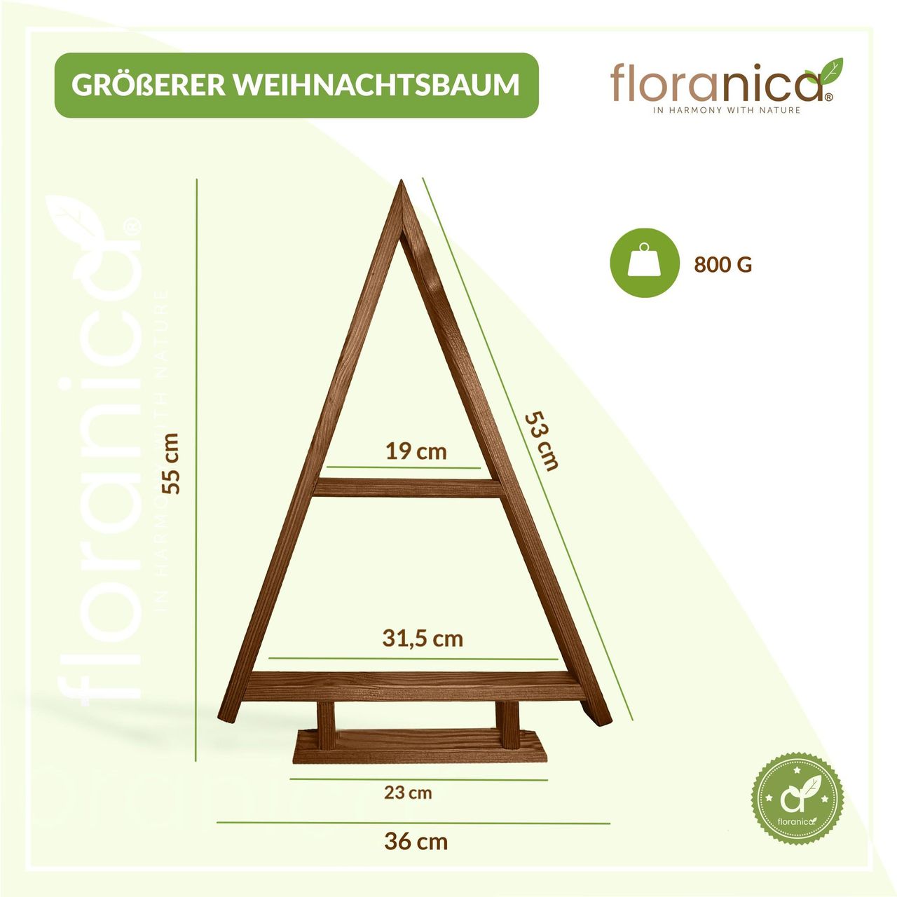 Pemicont Floranica Handgemacht  Holz Baum Weihnachtsbaum Tannenbaum - 2er-Set - Braun